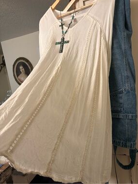 Women's Cream Boho Peasant Tunic Top